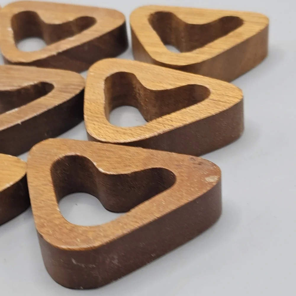 Vintage MCM Teak Wood Triangles Napkin Holders Made In Phillippines Set Of 9